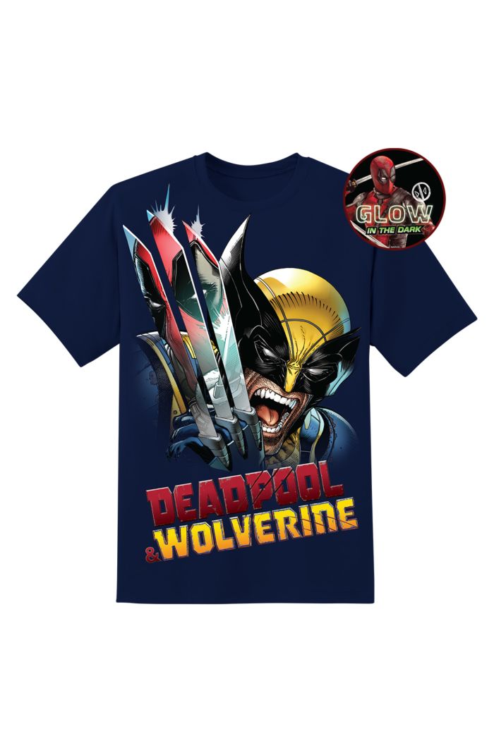 MARVEL WOLVERINE REFLECTIONS GLOW T-SHIRT  NAVY XS