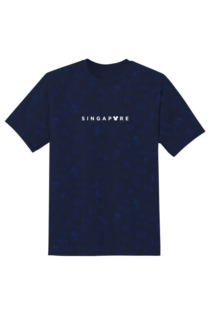 MICKEY LOVE SG SINGAPORE ALLOVER GLOW T-SHIRT NAVY S