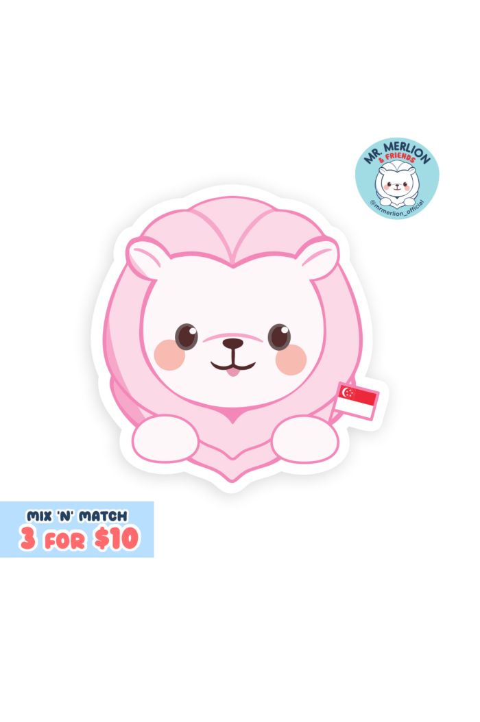 MR MERLION MERLION FLAG PINK STICKER